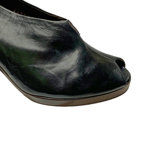 Coclico 24765 Black Leather Peep‎ Toe Ankle Wrap Heels - Picture 6 of 11